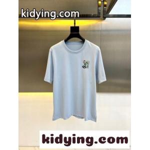 上品 カジュアル コットン 半袖Tシャツ エルメス コピー Tシャツ 偽物 クルーネック ライトブルーkid26u4fWna