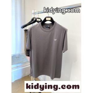 シンプル 上品 クルーネック アルマーニ コピー Tシャツ 偽物 半袖Tシャツ グレーkid268bSj4b