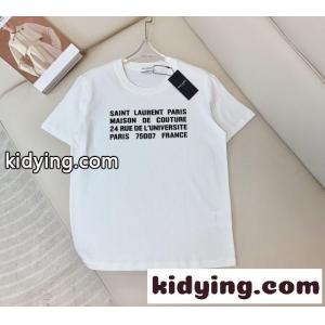 イヴ・サンローラン コピーブランド Tシャツ コピー シンプル コットン ロゴTシャツ ホワイトkid26emS1Da