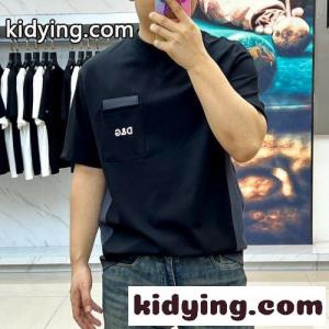 お洒落 切り替え コットン ドルチェ&ガッバーナ コピー Tシャツ 偽物 半袖トップス ブラックkid26KTfG9D