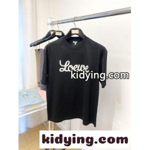 ロゴ入り シンプル 半袖Tシャツ ロエベ スーパーコピー Tシャツ 偽物 クルーネック ブラックkid26z0Deem