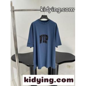 ユニセックス バレンシアガ コピーブランド Tシャツ コピー オーバーサイズ 半袖Tシャツ ブルーkid264HTLDu