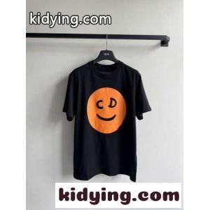 おしゃれ 可愛い 笑顏柄 クリスチャン・ディオール スーパーコピー Tシャツ 偽物 コットン ブラックkid269Ln8Tb