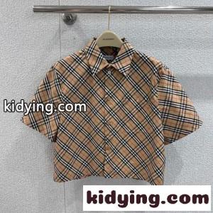 クロップド チェック コットンシャツ バーバリー ブランド コピー シャツ コピー ベージュkid26SjqyKj