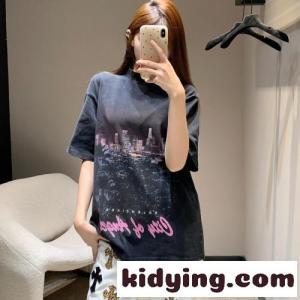 バレンシアガ スーパーコピー Tシャツ コピー ユニセックス オーバーサイズ 半袖Tシャツ ブラックkid268Pbumm