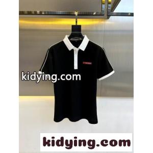 カジュアル バイカラー ポロシャツ プラダ コピーブランド Tシャツ 偽物 半袖トップス ブラックkid26O1LTvy