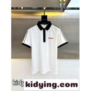 カジュアル バイカラー ポロシャツ プラダ スーパーコピー Tシャツ 偽物 半袖トップス ホワイトkid26yGDKrC