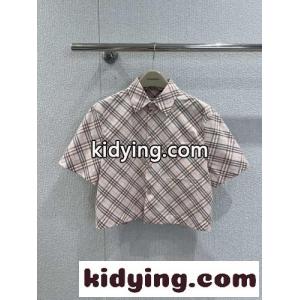 クロップド チェック コットンシャツ バーバリー コピー シャツ コピー ピンクkid26SbqqCm