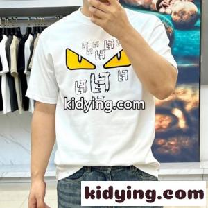 フェンディ コピー Tシャツ 偽物  カジュアル プリント コットン 半袖Tシャツ ホワイトkid26S9zaiu
