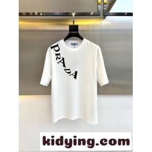 シンプル ロゴプリント 半袖Tシャツ プラダ ブランド コピ...