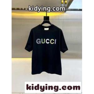グッチ ブランド コピー Tシャツ コピー お洒落 ロゴプリント 半袖Tシャツ ブラックkid260b4zSn