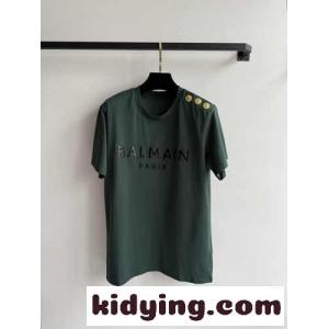 シンプル おしゃれ ロゴ入り 半袖Tシャツ バルマン ブランド コピー Tシャツ コピー グリーンkid26fq8vCm
