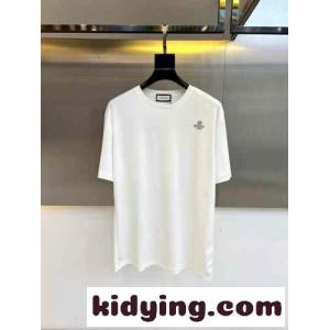 シンプル ロゴ入り 半袖Tシャツ グッチ ブランド コピー Tシャツ コピー コットン ホワイトkid26fKvC4b