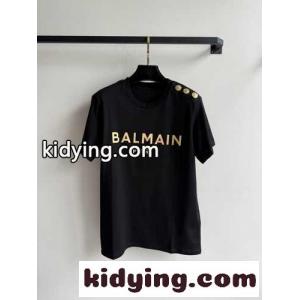シンプル おしゃれ ロゴ入り 半袖Tシャツ バルマン コピーブランド Tシャツ コピー ブラックkid260H9jWz