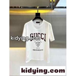 シンプル お洒落 ロゴ コットン 半袖Tシャツ グッチ ブランド コピー Tシャツ コピー ホワイトkid26P5HHPv