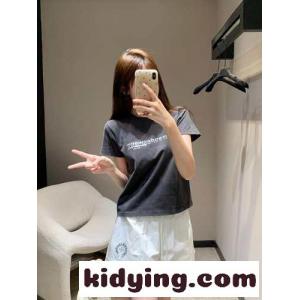 コンパクト ロゴ入り 半袖Tシャツ アレキサンダーワング Tシャツ コピー ブラックkid26Pr851n