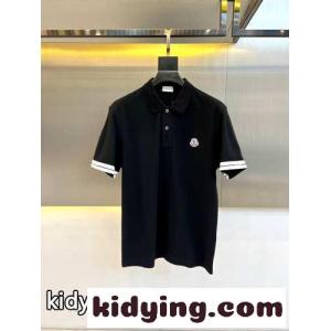 カジュアル コットンピケ ポロシャツ モンクレール コピー Tシャツ コピー ブラックkid26iy81DC