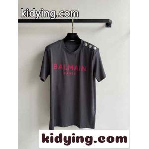シンプル おしゃれ ロゴ入り 半袖Tシャツ バルマン スーパーコピー Tシャツ コピー グレーkid26uuayCa
