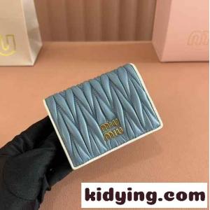 マテラッセレザー 配色 コンパクト財布 ミュウミュウ コピー 財布 コピー ブルーkid26be0jqq