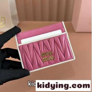 マテラッセレザー カードケース ミュウミュウ コピーブランド 財布 スーパーコピー ピンクkid26Wra01v