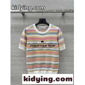 可愛い ボーダー柄 半袖ニット クリスチャン・ディオール コピー ニット コピー レディースkid26aWDGLj