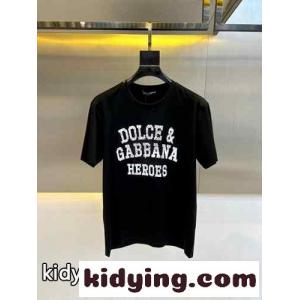 目を引く ロゴ 半袖Tシャツ ドルチェ&ガッバーナ コピー Tシャツ 偽物 コットン ブラックkid26eGveea