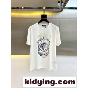 おしゃれ プリント クルーネック 半袖Tシャツ ヴェルサーチ コピーブランドェ Tシャツ コピー ホワイトkid26HDumCi