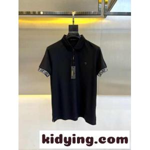 定番 コットンピケ 半袖 ポロシャツ ヴェルサーチ コピーェ Tシャツ 偽物 ブラックkid26T1nW5n