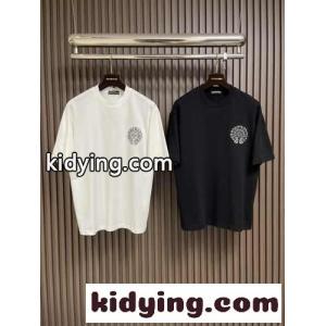 カジュアル 刺繍入り クロムハーツ スーパーコピー Tシャツ 偽物 コットン クルーネックkid26Kv4bSf