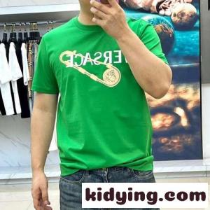 カジュアル ロゴ クルーネック 半袖Tシャツ ヴェルサーチ ブランド コピーェ Tシャツ 偽物 グリーンkid26WPHzWj