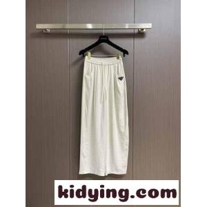 春夏 合わせやすい リネン ロングパンツ プラダ ブランド コピー パンツ コピー ホワイトkid26015T1j