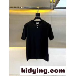 シンプル ロゴ刺繍 クルーネック 半袖Tシャツ クリスチャン・ディオール スーパーコピー Tシャツ 偽物 ブラックkid26895bSv