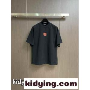 カジュアル クルーネック 半袖Tシャツ バレンシアガ コピー Tシャツ コピー ユニセックス ブラックkid26rmeWfi