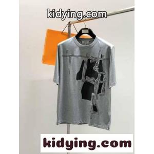 おしゃれ カジュアル エルメス コピーブランド Tシャツ コピー コットン 半袖Tシャツ グレーkid26HzmuGv