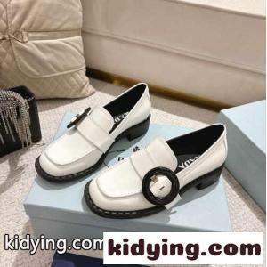 注目の新作♪上品 エレガント レザー ローファー プラダ ブランド コピー シューズ コピー ホワイトkid26r8LfKb
