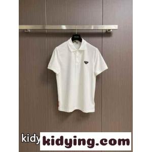 シンプル 洗練された コットンピケ ポロシャツ プラダ コピーブランド Tシャツ コピー ホワイトkid26GnuqSD
