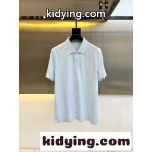 洗練された カジュアル 半袖 ポロシャツ プラダ ブランド コピー Tシャツ 偽物 コットンピケ ライトブルーkid26j4bmum