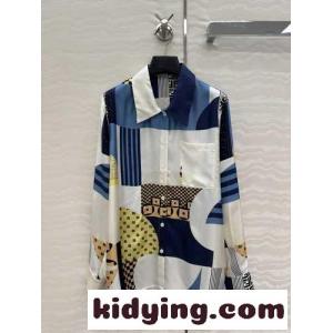 フェンディ ブランド コピー シャツ コピー パッチワークプリント シルクシャツ レディース トップスkid26eOzu8r