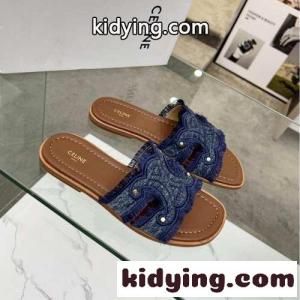 25SS☆大人気 セリーヌ コピーブランド マリナ フリンジミュール スーパーコピー ブルーkid26LLbSTn