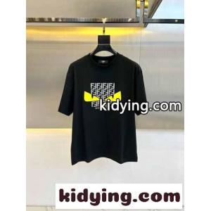 カジュアル プリント 半袖Tシャツ フェンディ スーパーコピー Tシャツ 偽物 ブラックkid26v4Dy0v