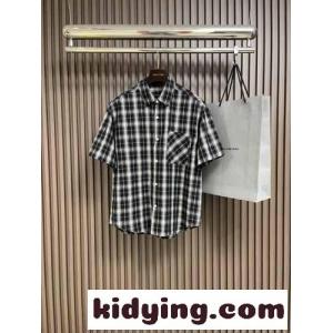 カジュアル チェック柄 ショートスリーブシャツ バレンシアガ スーパーコピー シャツ コピー ユニセックスkid265nOHfu