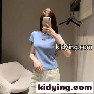 アレキサンダーワング Tシャツ コピー シンプル ロゴ コンパクト 半袖Tシャツ ライトブルーkid26eqeiKf