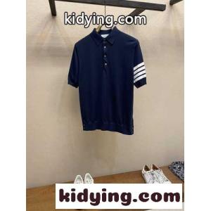 トムブラウン コピーブランド Tシャツ スーパーコピー 定番 人気 コットン 半袖ポロシャツ ブルーkid264vSzeu