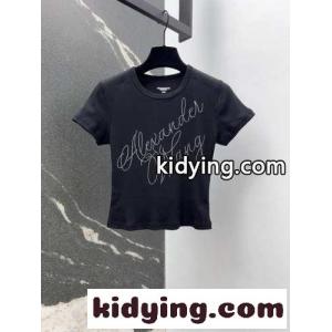 ラインストーンロゴ コンパクト 半袖Tシャツ アレキサンダーワング Tシャツ コピー ブラックkid26aquSPr
