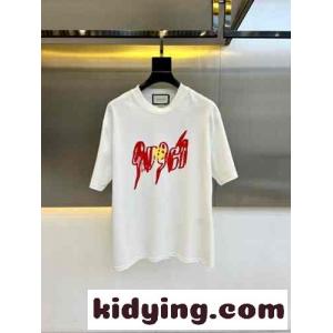 カジュアル クルーネック 半袖Tシャツ グッチ コピー Tシャツ 偽物 合わせやすい ホワイトkid26KHziye