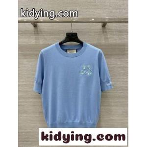 定番 エレガント 合わせやすい 半袖ニット グッチ コピー ニット コピー ブルーkid26PPfKPv