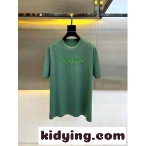 ベーシック ロゴ入り クルーネック 半袖Tシャツ エルメネジルド・ゼニア Tシャツ コピー グリーンkid264DGHLD