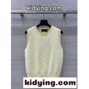 シンプル GG ノースリーブニット グッチ コピーブランド ニット コピー クルーネック イエローkid260fSfia