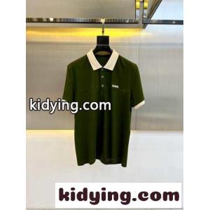おしゃれ バイカラー 半袖ポロシャツ エルメネジルド・ゼニア Tシャツ コピー グリーンkid26HP9nii