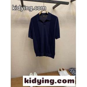 エルメネジルド・ゼニア ニット コピー 上品 コットン ニットポロシャツ ネイビーkid26K19Hzq